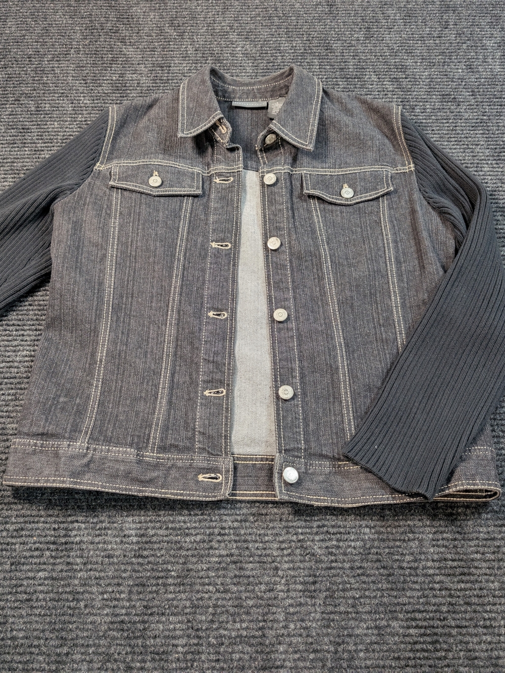 Relativity Denim Jacket with Ribbed Knit Sleeves